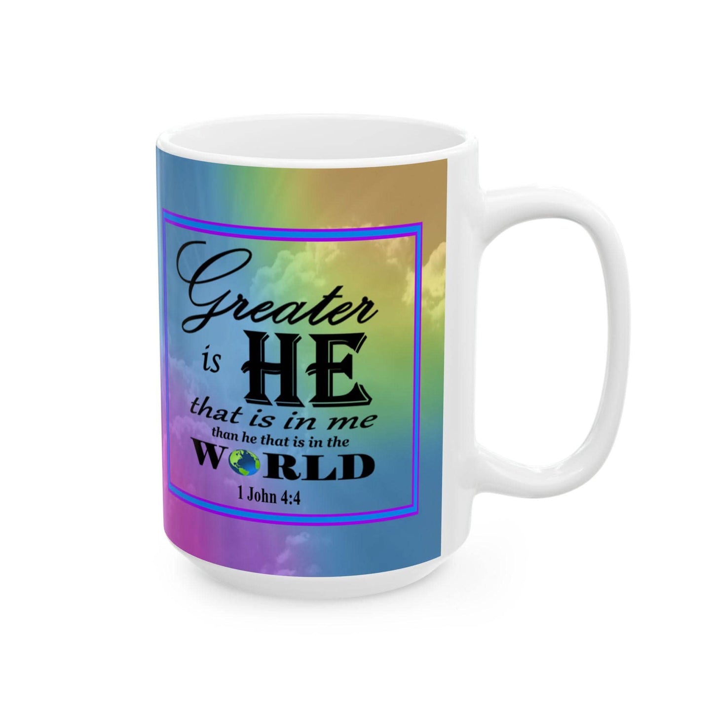 Colorful Ceramic Coffee Mug with Inspirational Bible Verse – Christian Gift for Women or Men, (11oz, 15oz), (11oz, 15oz) - Printspirationz