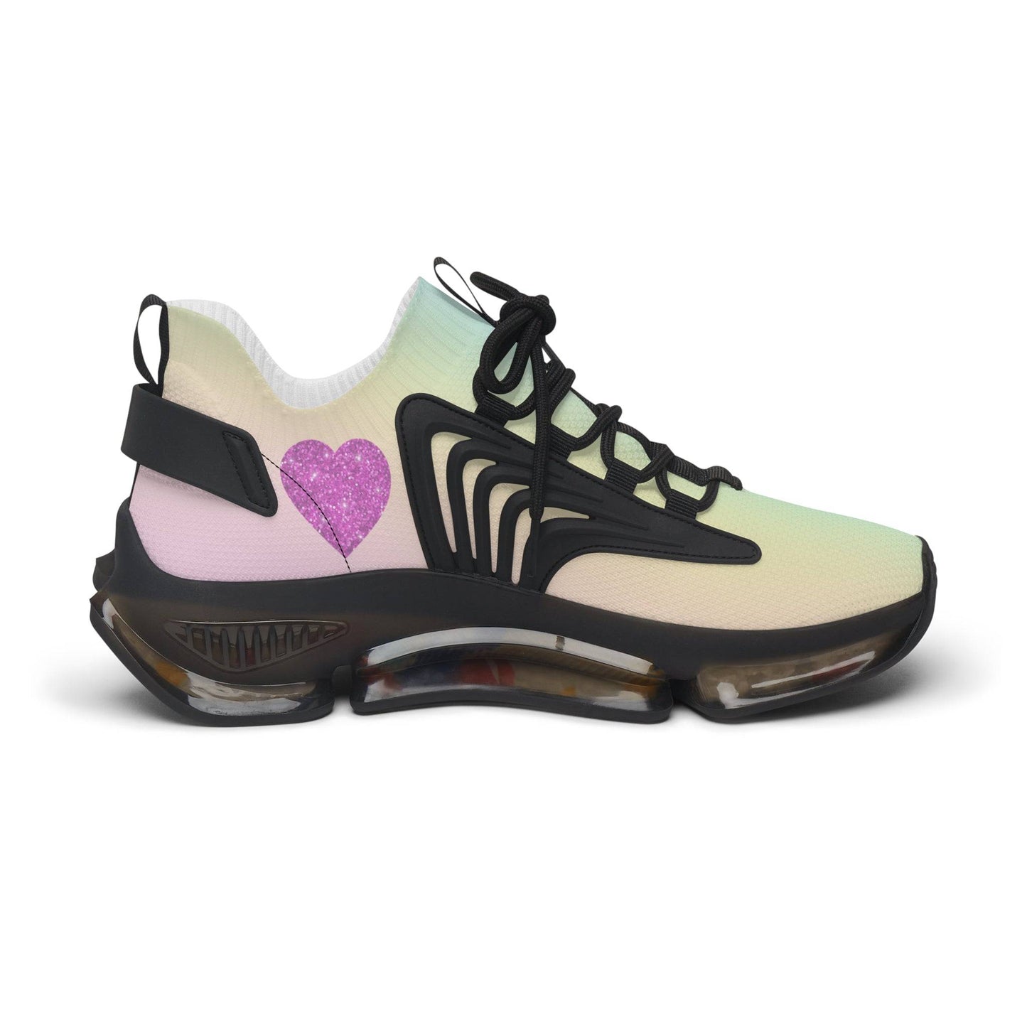 Womens Mesh Sneakers with Pastel Rainbow Gradient Design, Breathable Lace Up Canvas Shoes for Colorful Casual Style - Printspirationz