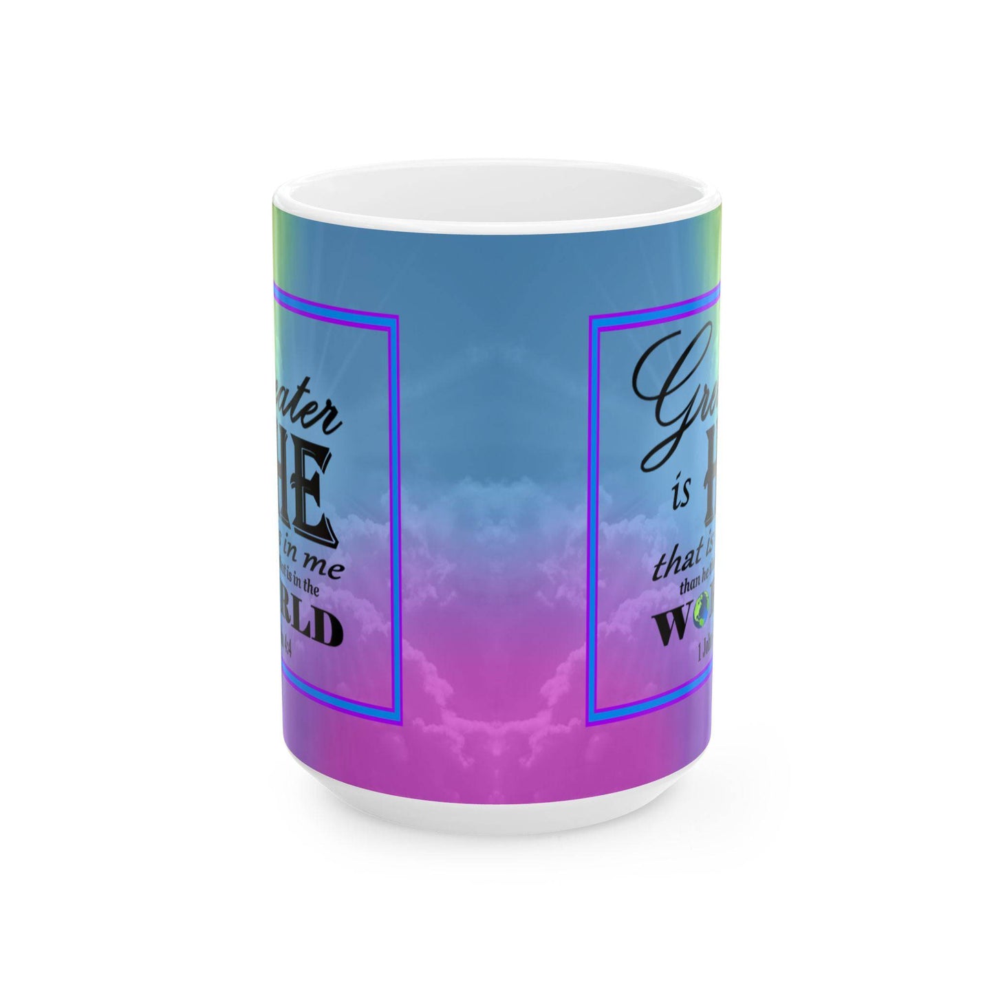 Colorful Ceramic Coffee Mug with Inspirational Bible Verse – Christian Gift for Women or Men, (11oz, 15oz), (11oz, 15oz) - Printspirationz