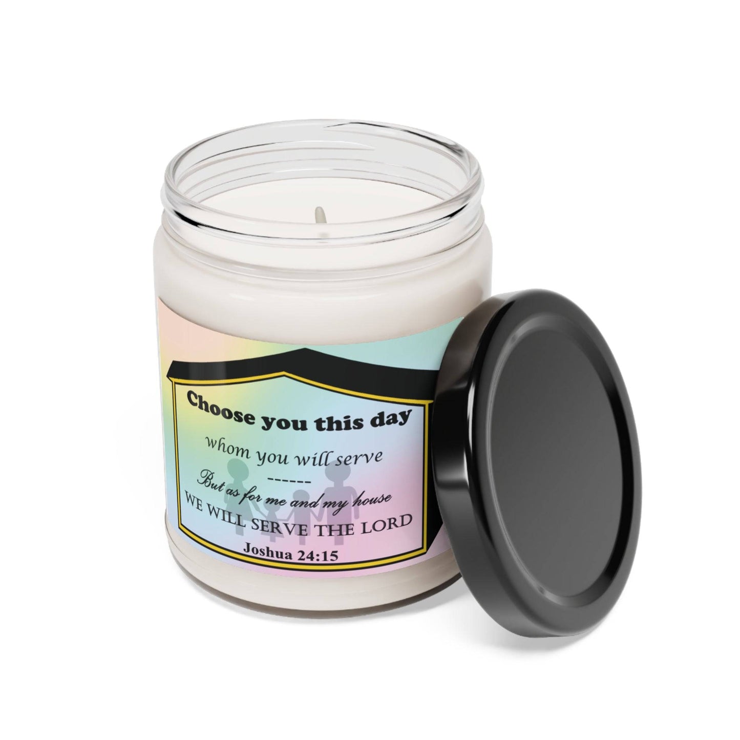 Aromatherapy Candles Biblical Quotes - Rainbow Label - Assorted Scents Lid Off- Printspirationz