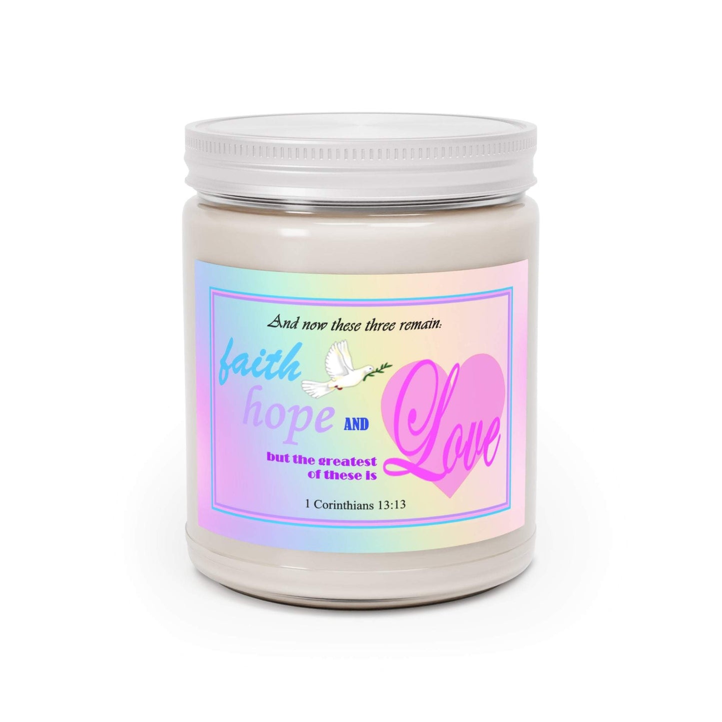 Aromatherapy Candles Biblical Quotes - Rainbow Label - Assorted Scents Lid On- Printspirationz