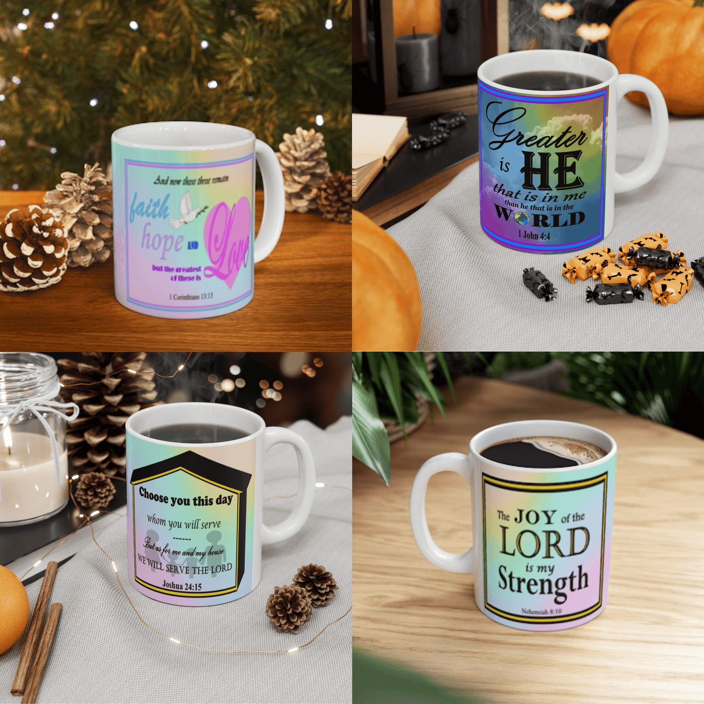 Colorful Ceramic Coffee Mug with Inspirational Bible Verse – Christian Gift for Women or Men, (11oz, 15oz) - Printspirationz