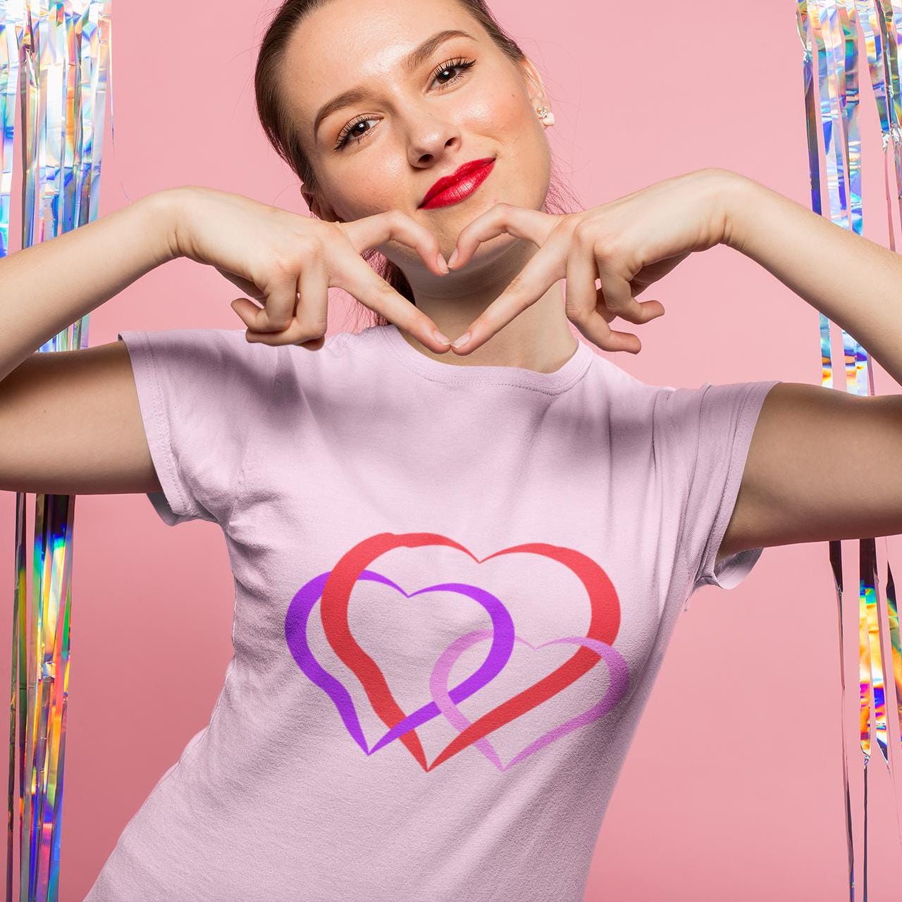 Linked Hearts Design T-Shirt For Women Romantic Tee for Couples Love Tee| Perfect Gift for Women on Valentine's Day - Printspirationz