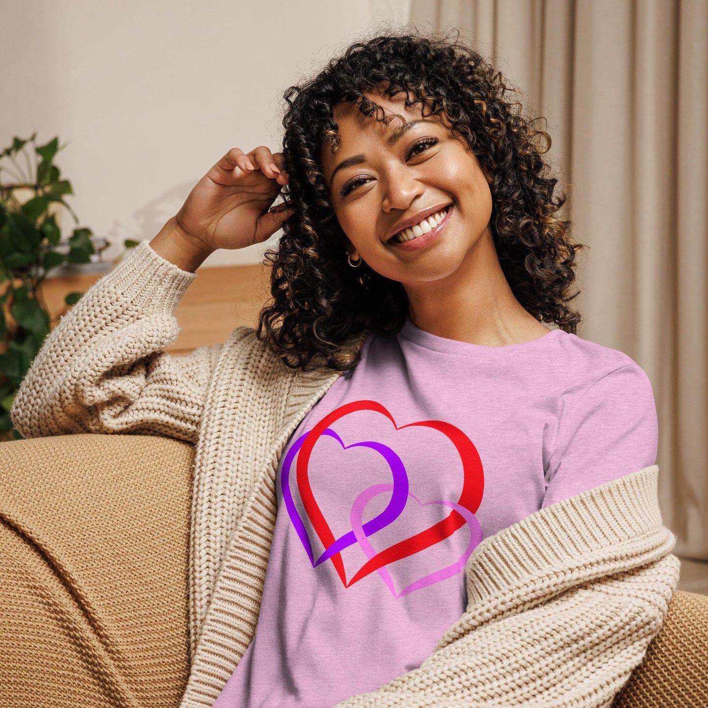 Linked Hearts Design T-Shirt For Women Romantic Tee for Couples Love Tee| Perfect Gift for Women on Valentine's Day - Printspirationz