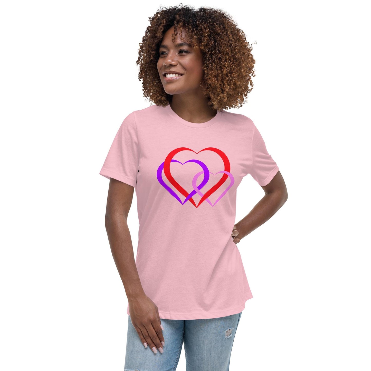 Linked Hearts Design T-Shirt For Women Romantic Tee for Couples Love Tee| Perfect Gift for Women on Valentine's Day - Printspirationz