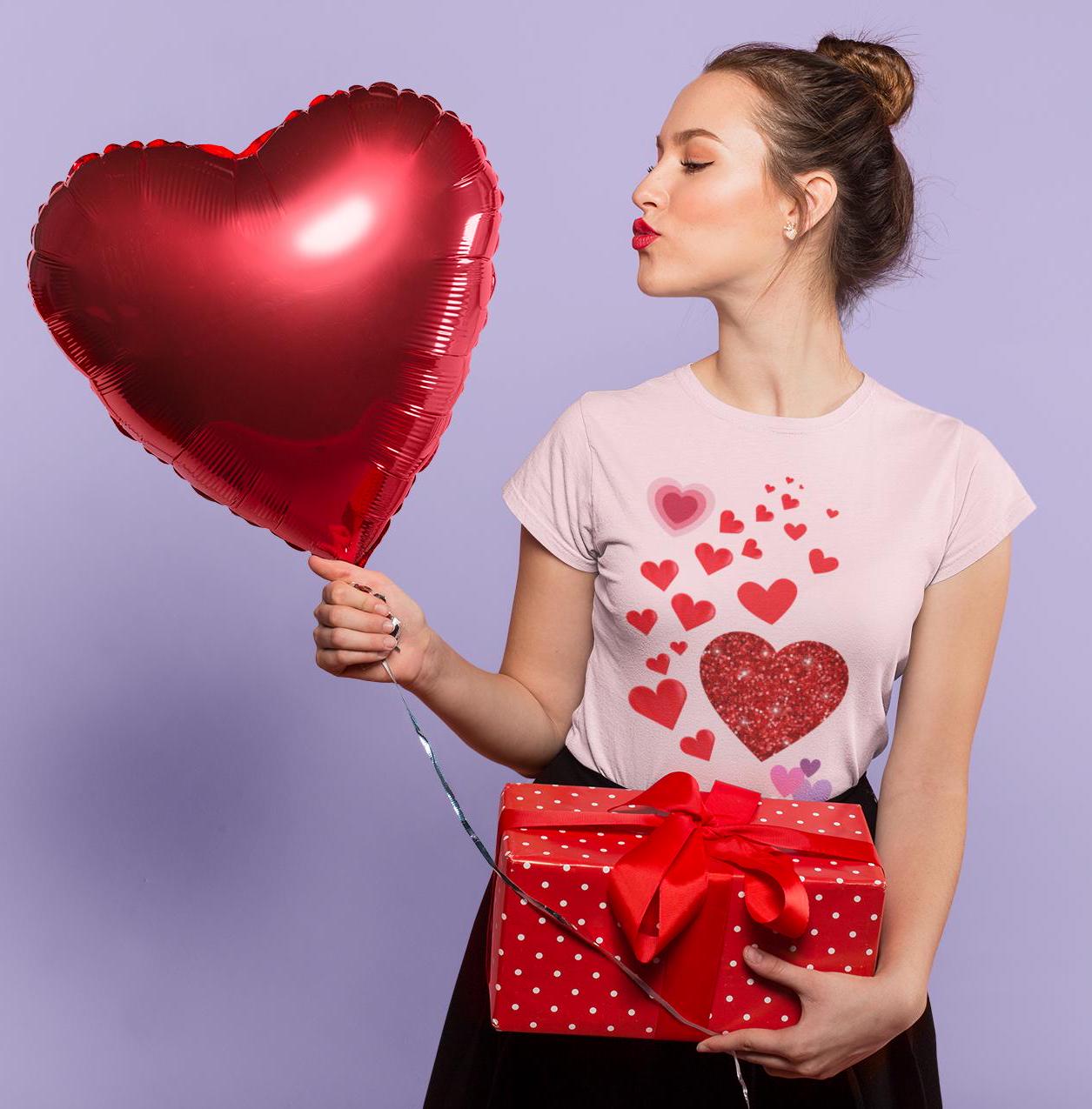 Cute T-Shirt with Heart Design For Women| Perfect Gift for Love & Friendship, Valentine's Say Gift for her, Women's Relaxed T-Shirt - Printspirationz