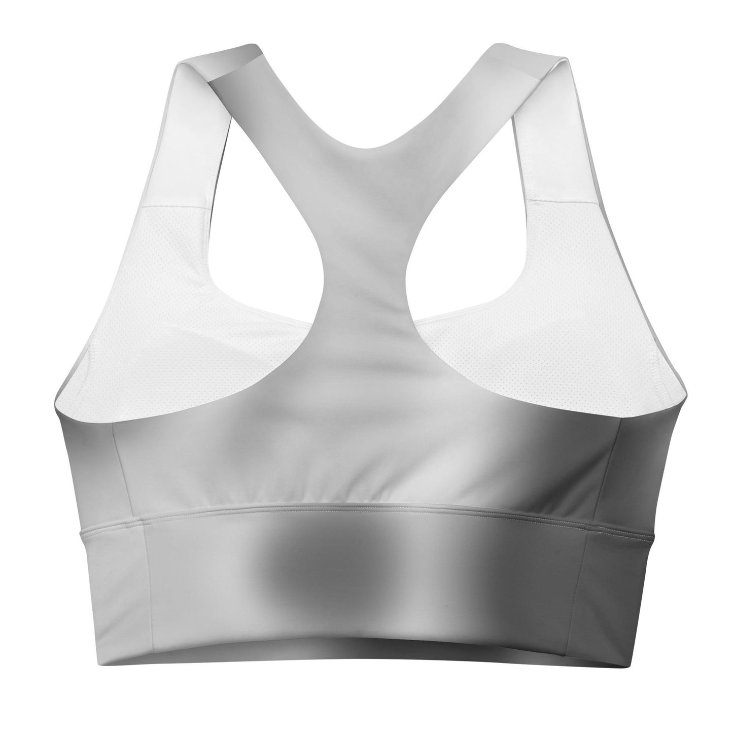 Comfortable Grey Gradient Recycled Longline Sports Bra | High-Performance Athletic Gear, Soft, Chic and Supportive Activewear for Workouts - Printspirationz
