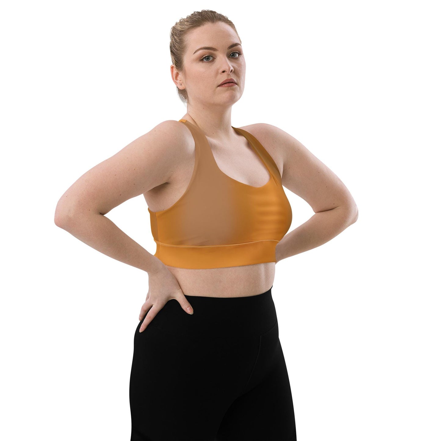 Stylish Brown Gradient Recycled Longline Sports Bra - Soft & Comfortable Activewear for Workouts - Trendy Athleisure Top for Fitness Yoga - Printspirationz