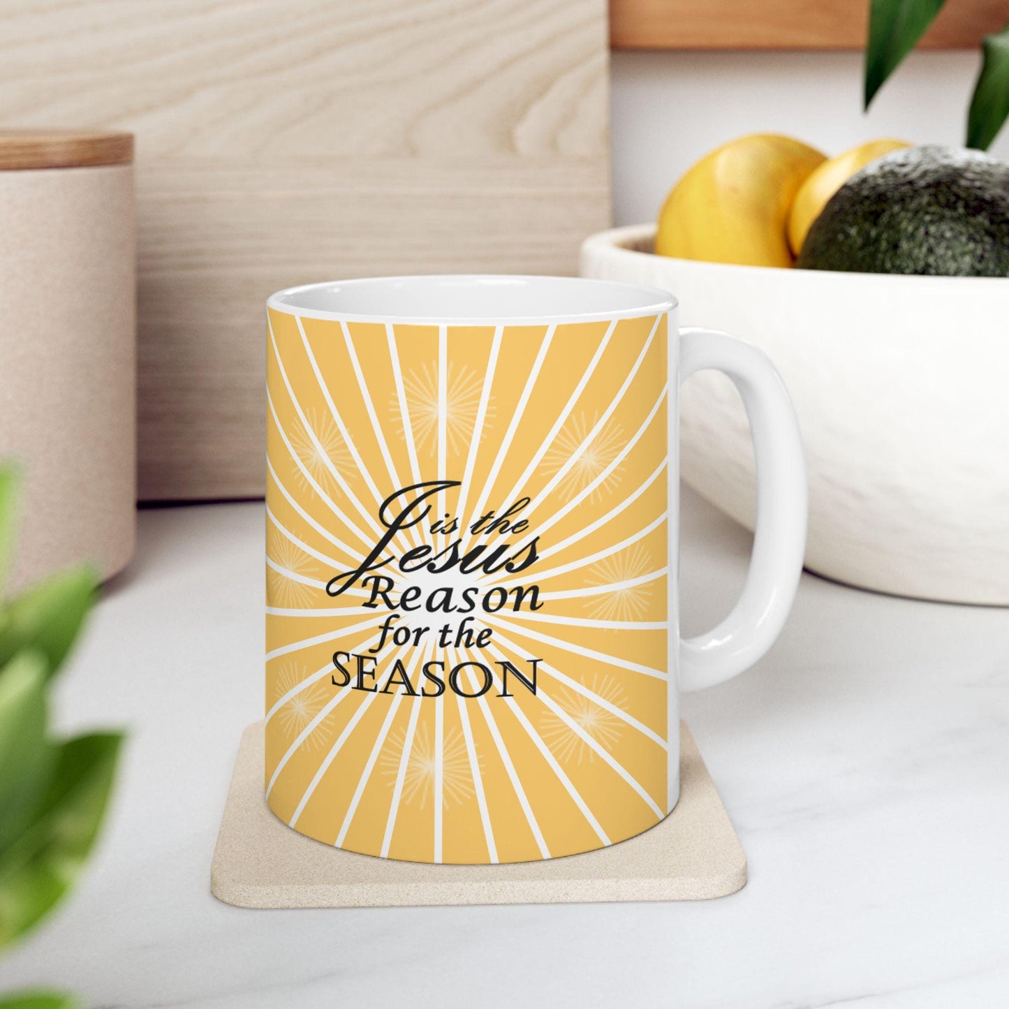 Christmas Jesus is the Reason Ceramic Mug, Holiday Coffee Cup Gift, Religious Quote Mug, Christian Holiday Drinkware, Festive Tea Cup Decor, - Printspirationz