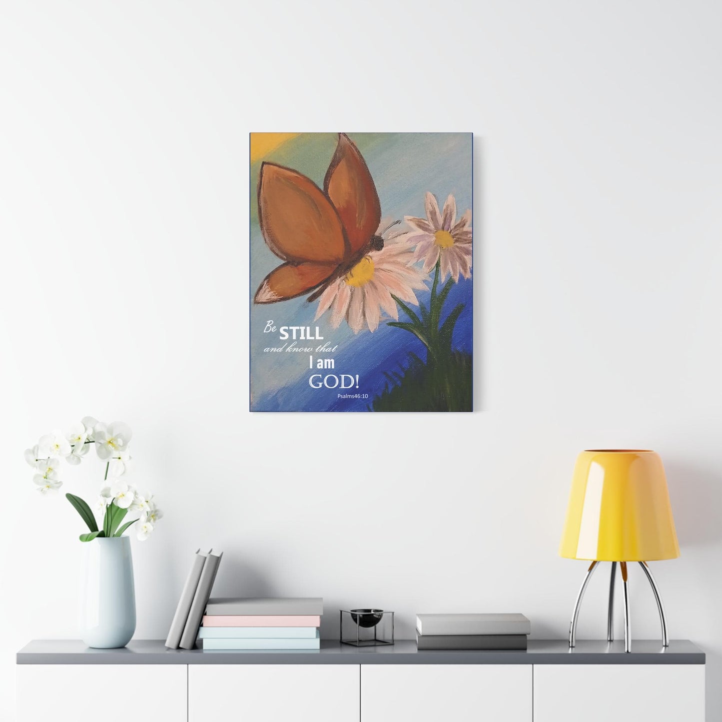 Butterfly Canvas Wall Art, Inspirational Home Decor, Be Still and Know That I Am God! Motivational Art, Religious Gift, Nature Wall Decor - Printspirationz