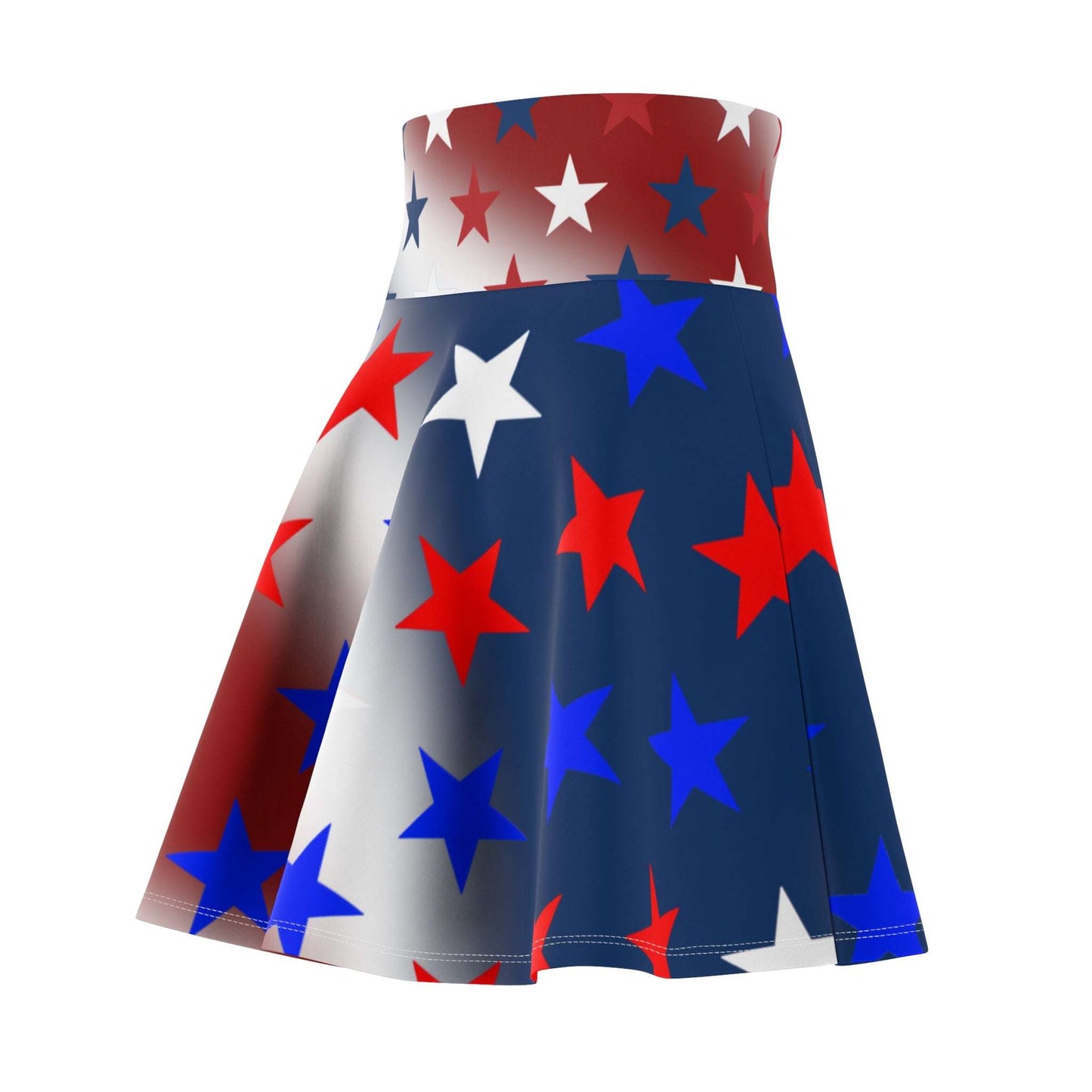 Skater Skirt Red White Blue Stars Gradient Women's Fashion