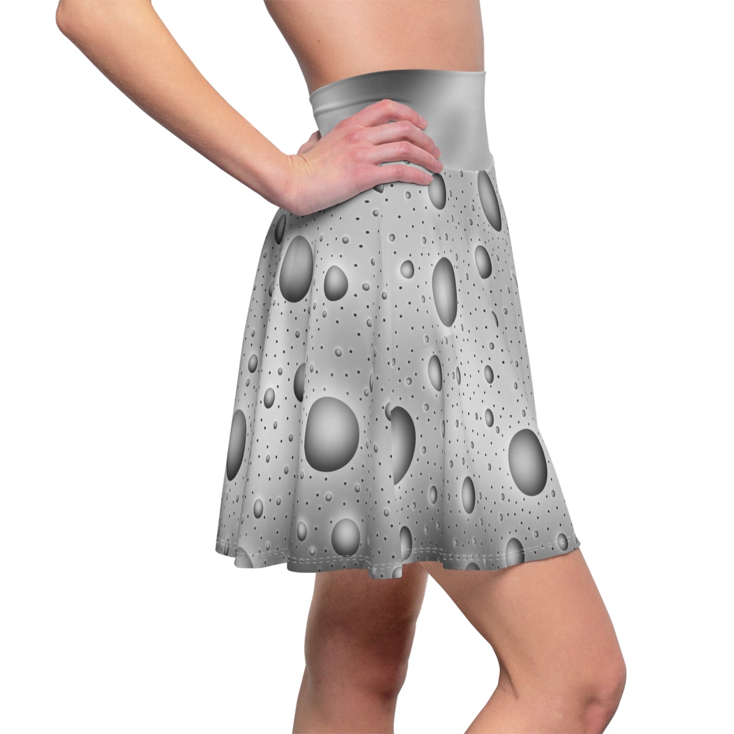 Sphere Polka Dots Skater Skirt - Grey Gradient Background Design - Printspirationz