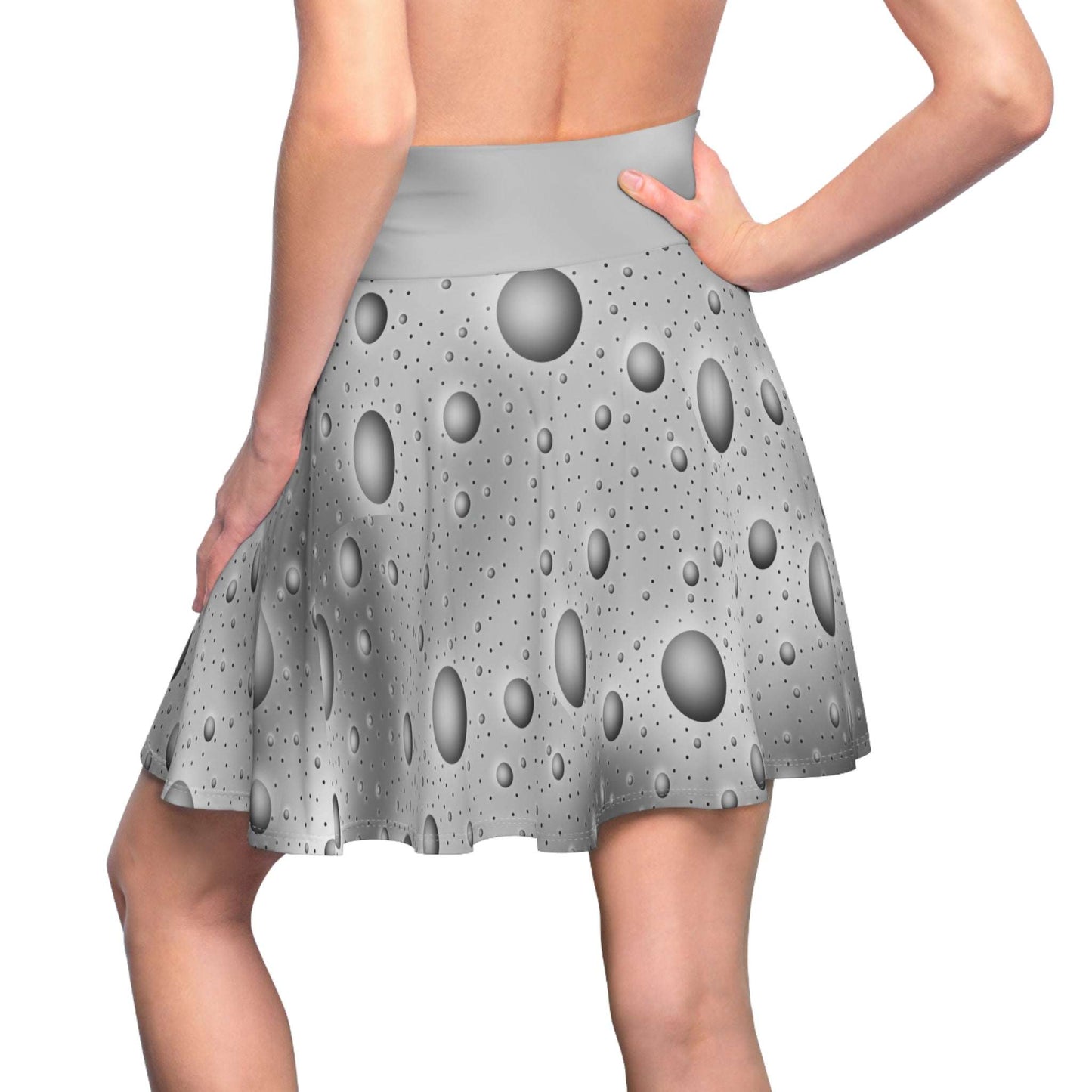 Sphere Polka Dots Skater Skirt - Grey Gradient Background Design