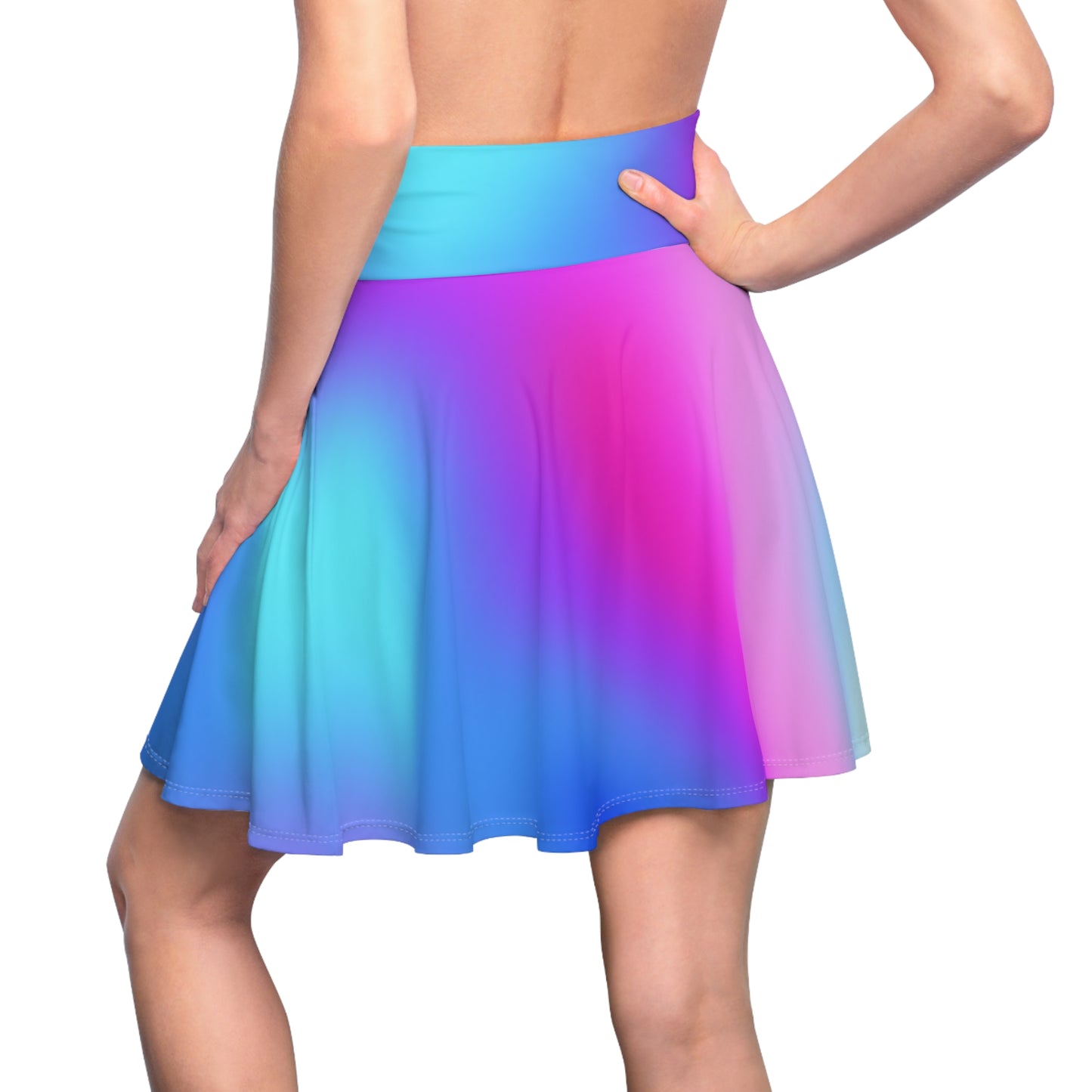 Blue and Purple Ombre Skater Skirt - Custom Gradient Design for Trendy Looks Flirty, Soft, and Playful, Look, Custom Multicolored Gradient, Women's Skater Skirt Design - Printspirationz