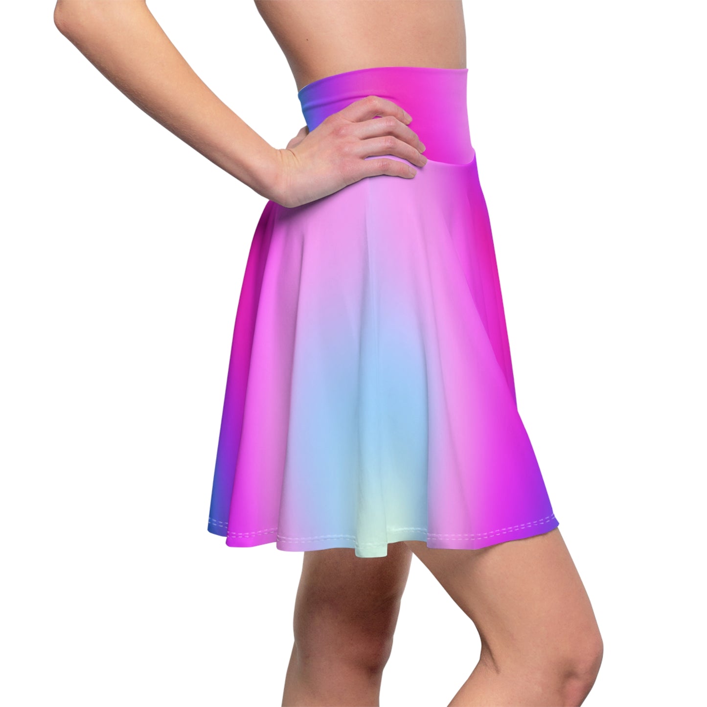 Blue and Purple Ombre Skater Skirt - Custom Gradient Design for Trendy Looks Flirty, Soft, and Playful, Look, Custom Multicolored Gradient, Women's Skater Skirt Design - Printspirationz