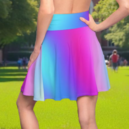 Blue and Purple Ombre Skater Skirt - Custom Gradient Design for Trendy Looks Flirty, Soft, and Playful, Look, Custom Multicolored Gradient, Women's Skater Skirt Design - Printspirationz