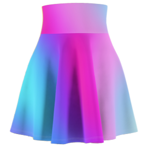 Blue and Purple Ombre Skater Skirt - Custom Gradient Design for Trendy Looks Flirty, Soft, and Playful, Look, Custom Multicolored Gradient, Women's Skater Skirt Design - Printspirationz