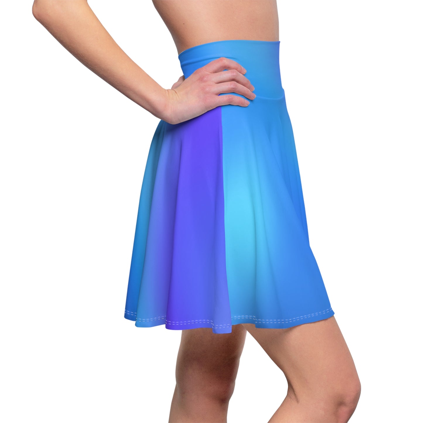 Blue Gradient Colored Skater Skirt - Versatile High Waist Ombre - Perfect for Mixing and Matching Colors (AOP) - Printspirationz