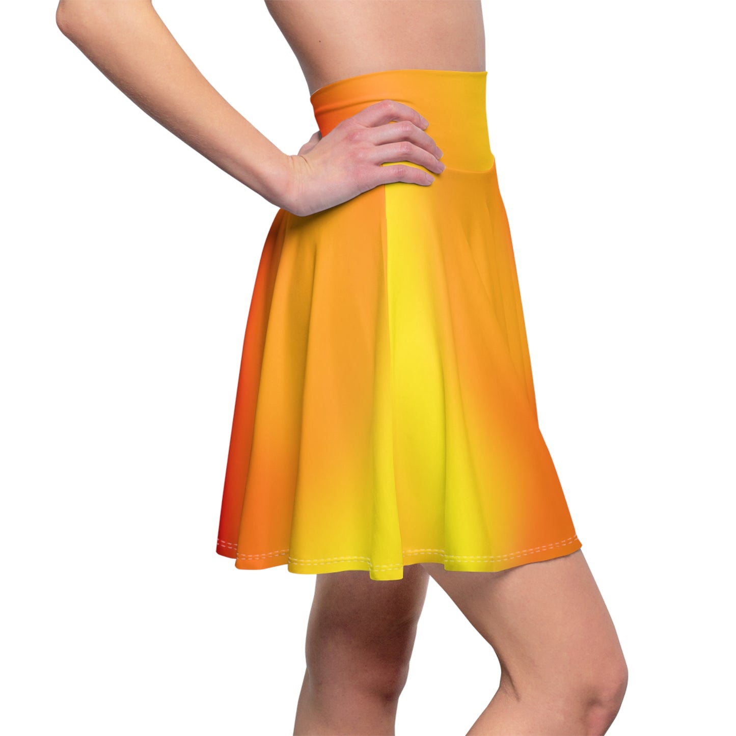 Fire Gradient Colored Skater Skirt - Versatile Warm Hues High Waist Ombre - Perfect for Mixing and Matching Colors (AOP) - Printspirationz