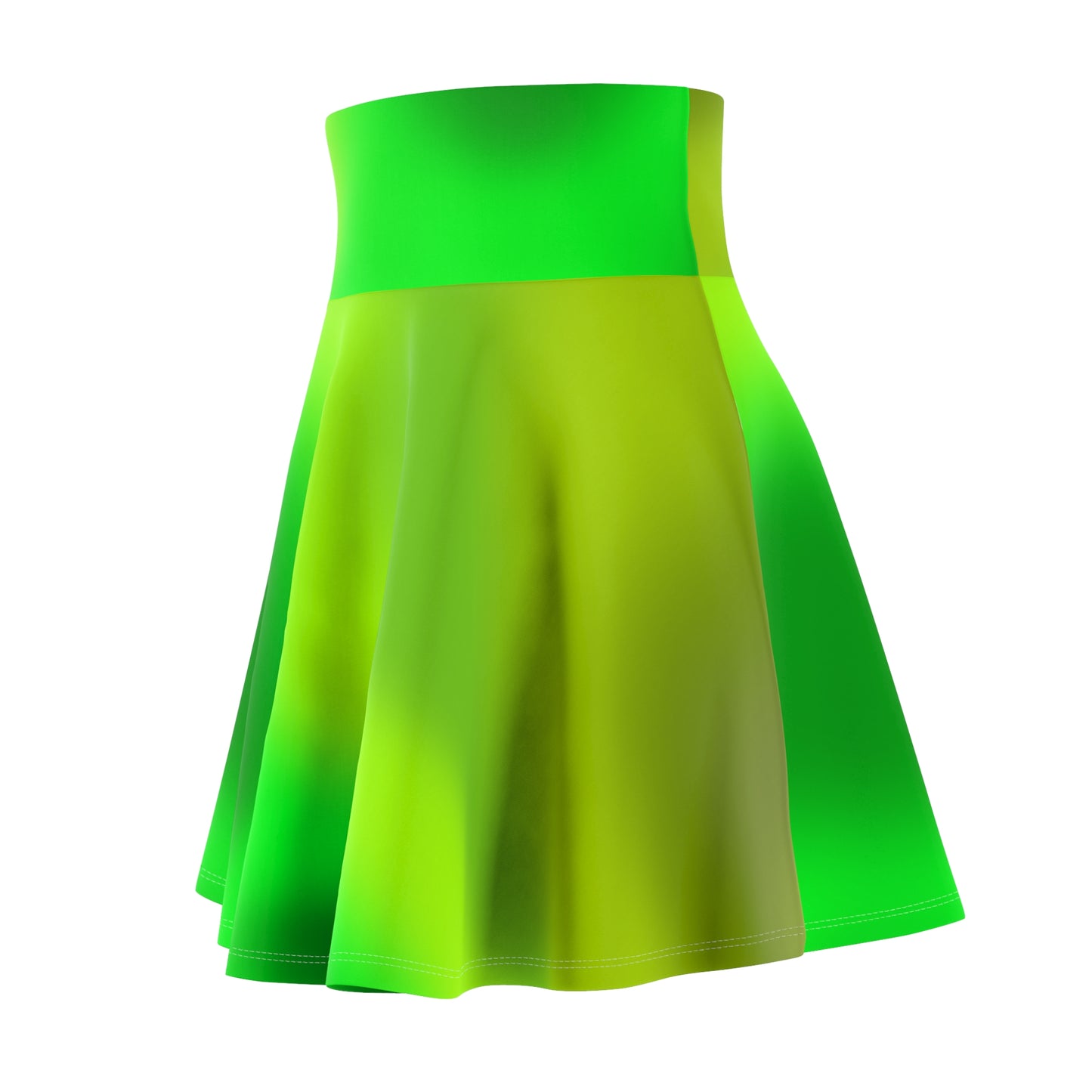 Green Gradient Colored Skater Skirt - Versatile High Waist Ombre - Perfect for Mixing and Matching Colors (AOP) - Printspirationz