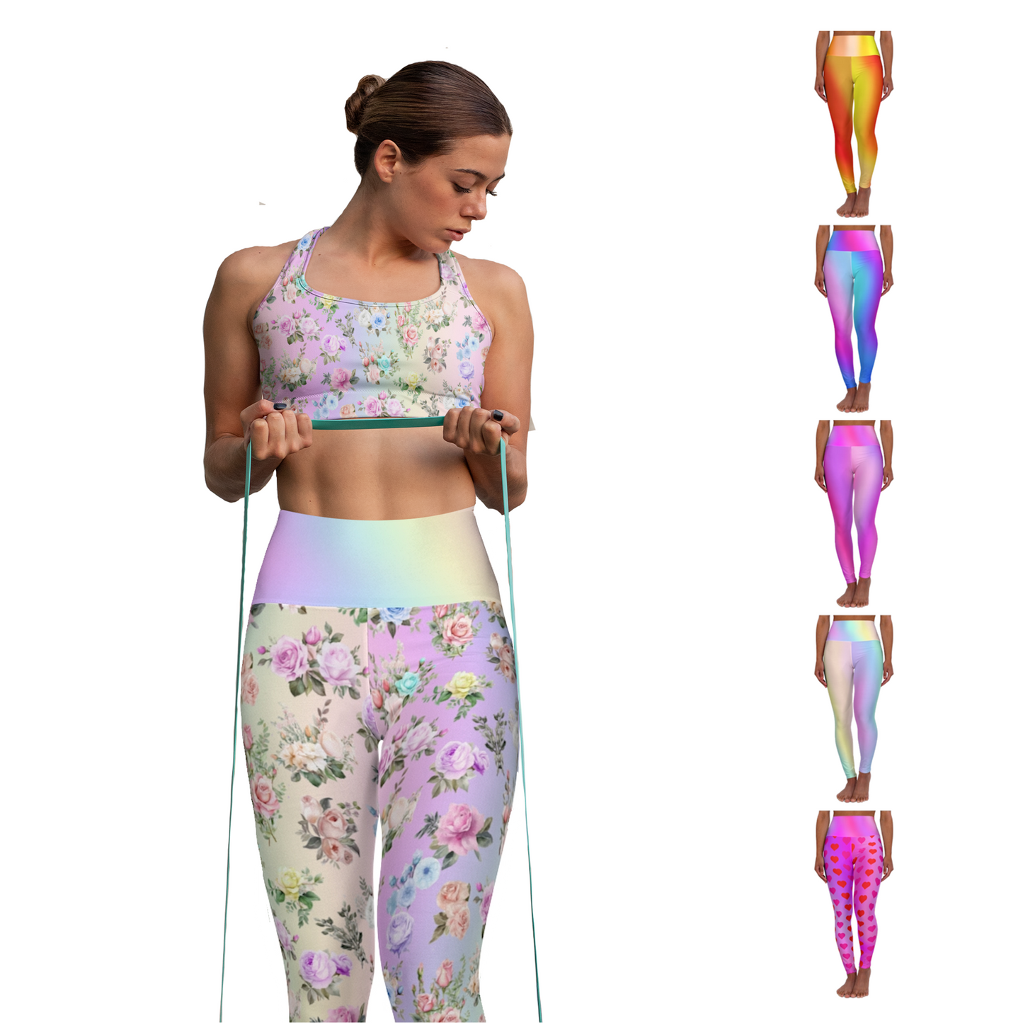 High Waist Leggings - Skinny Fit Yoga Pants - Floral Print - Printspirationz