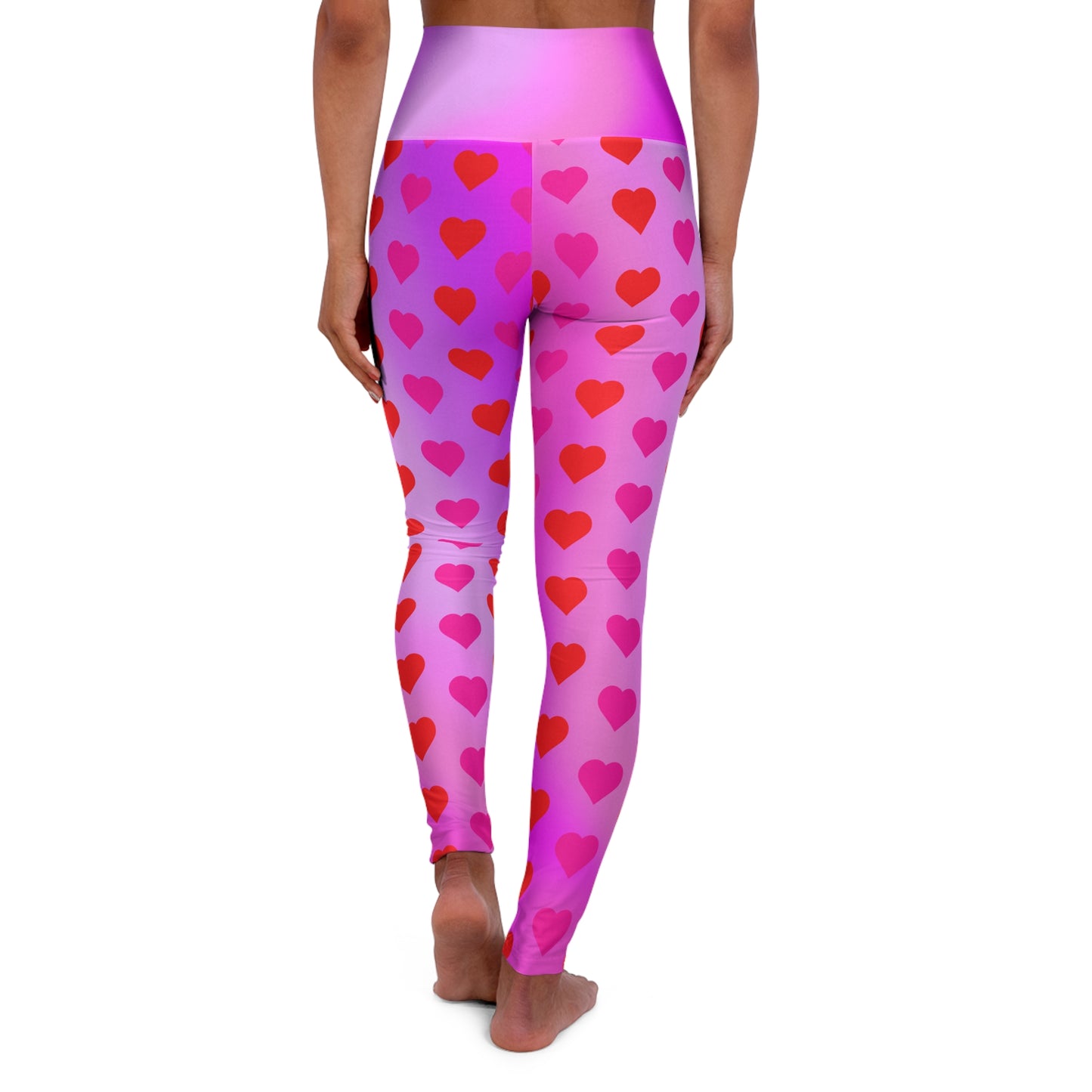 High Waist Leggings - Skinny Fit Yoga Pants - Heart Print - Printspirationz