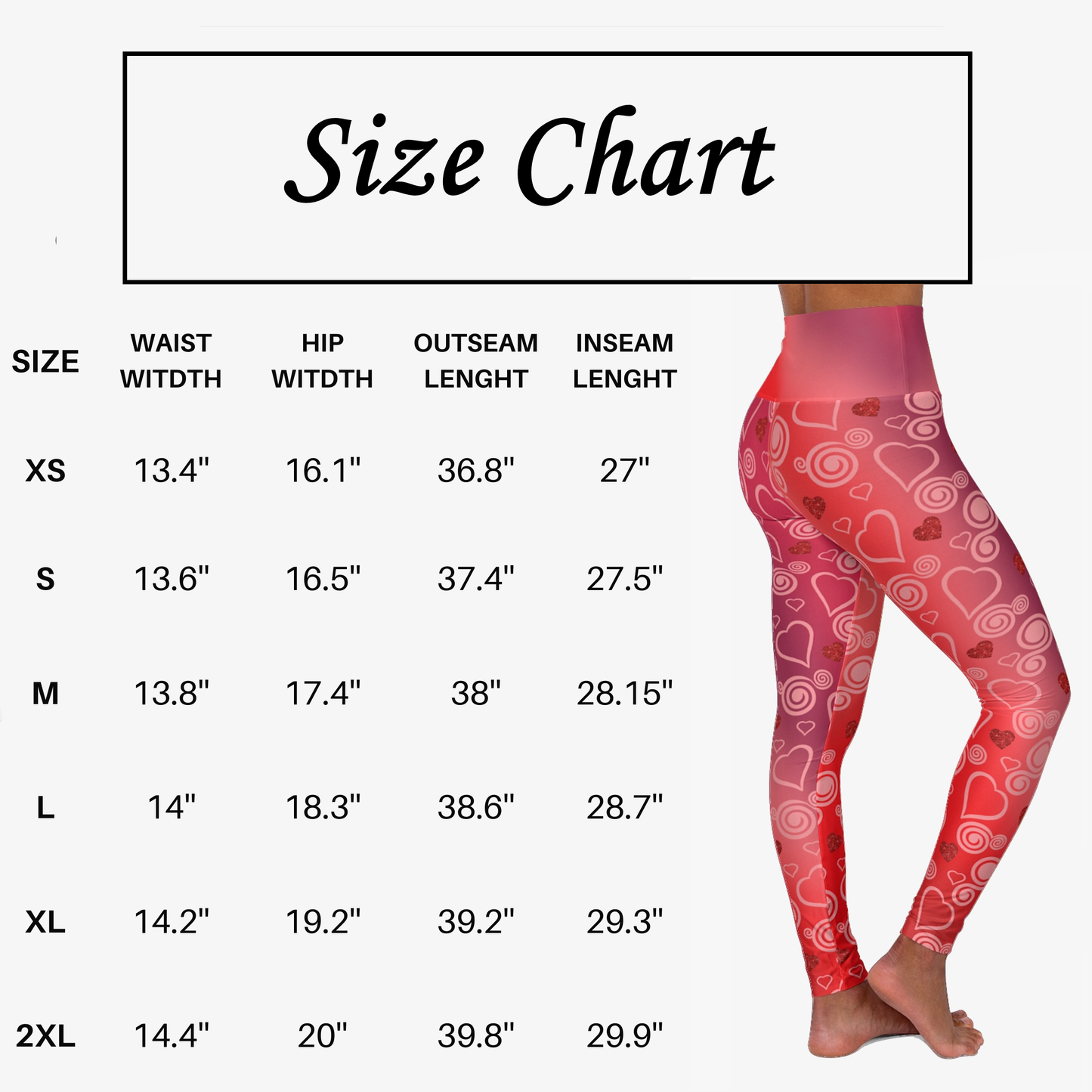 High Waist Leggings - Skinny Fit Yoga Pants - Hearts & Swirls Print - Printspirationz
