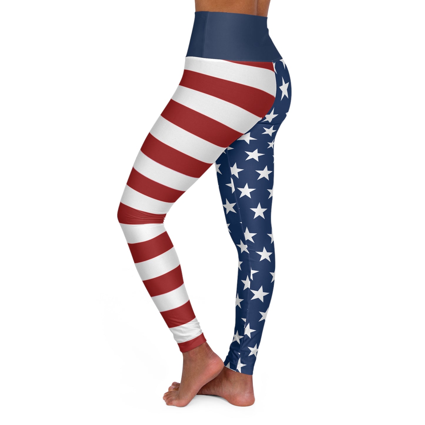 High Waist Stars and Stripes Leggings, Patriotic USA Independence Day Designs - Printspirationz