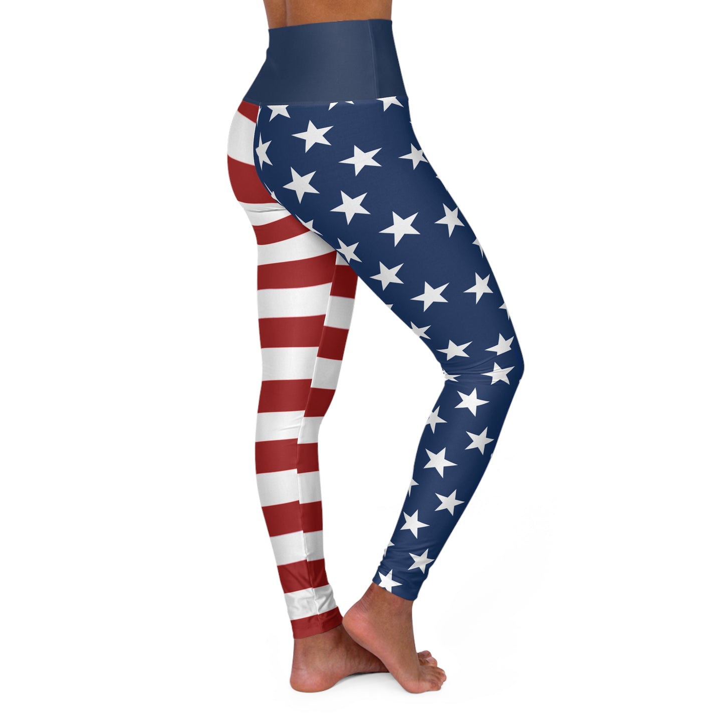 High Waist Stars and Stripes Leggings, Patriotic USA Independence Day Designs - Printspirationz