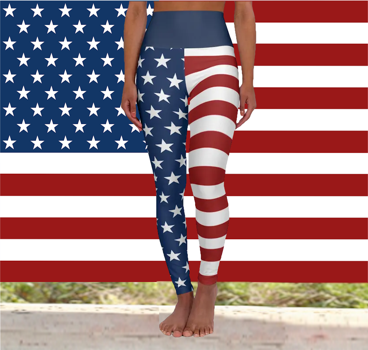 High Waist Stars and Stripes Leggings, Patriotic USA Independence Day Designs - Printspirationz