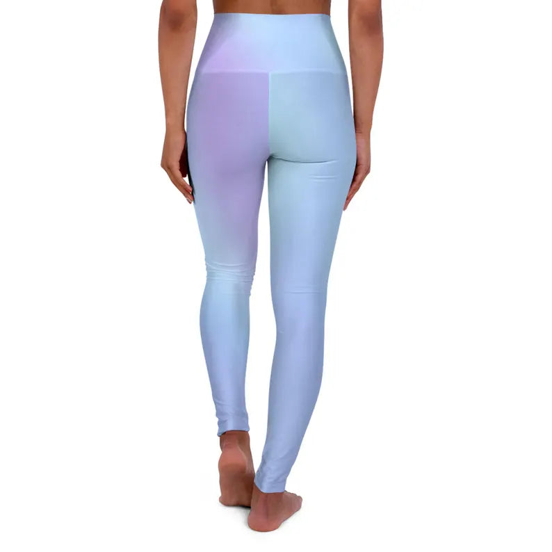 High Waist Yoga Leggings Vibrant Gradient Colored - Light Blue - Printspirationz