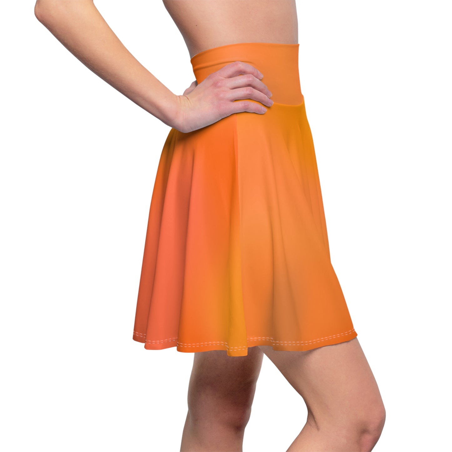 Orange Gradient Colored Skater Skirt - Versatile High Waist Ombre - Perfect for Mixing and Matching Colors (AOP) - Printspirationz