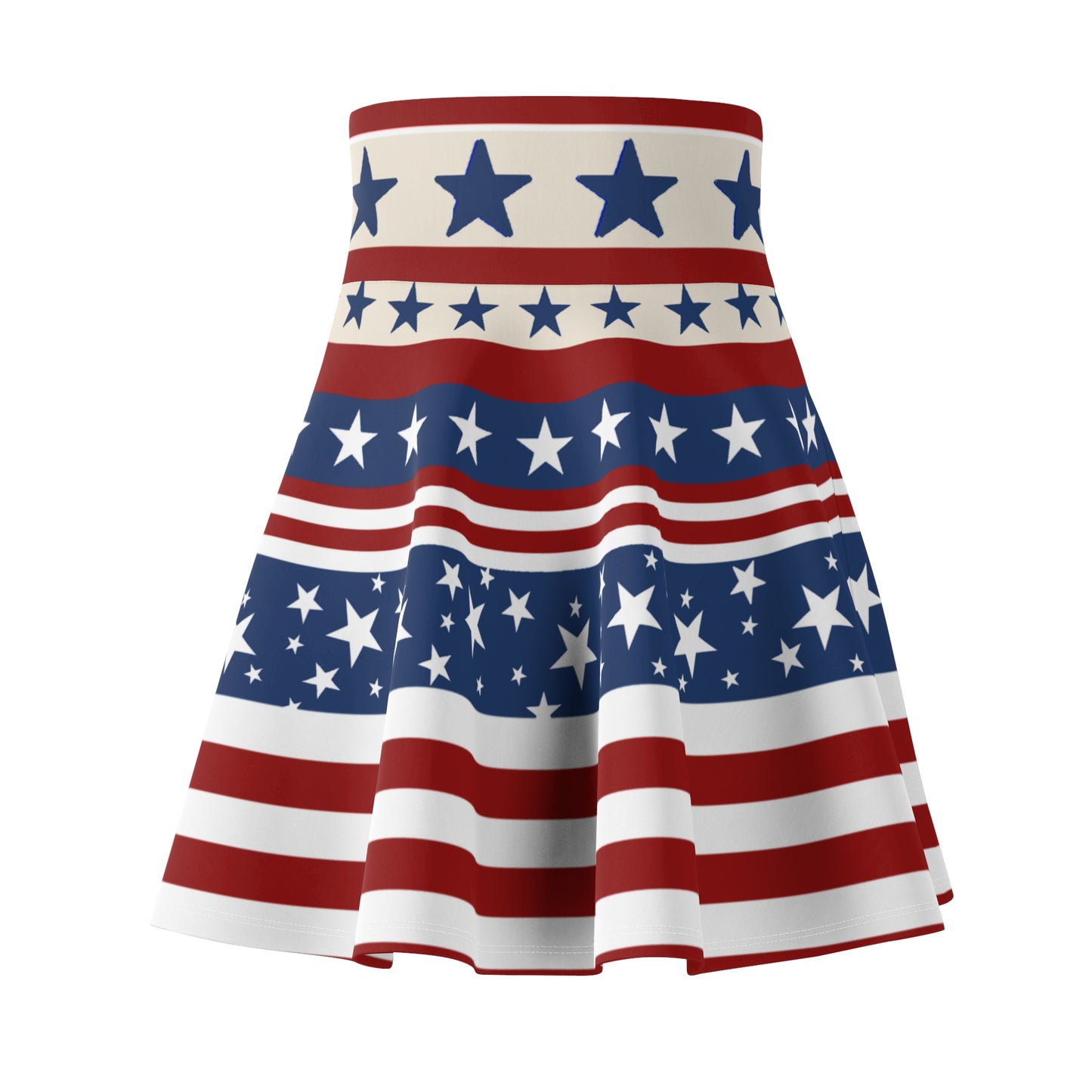 Patriotic Skater Skirt with USA Flag Inspired Design - Red, White, and Blue Style - Printspirationz