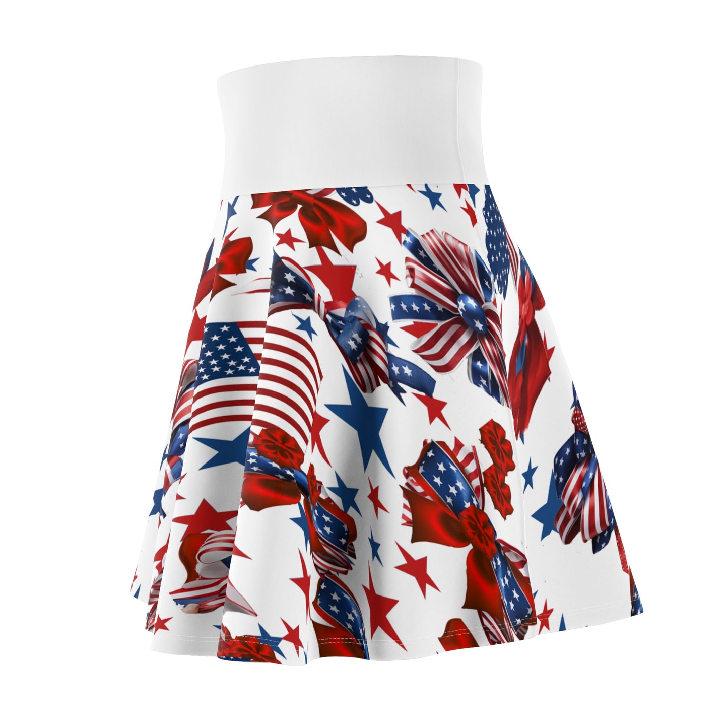 Patriotic Skater Skirt with USA Flag Inspired Design - Red, White, and Blue Style - Printspirationz