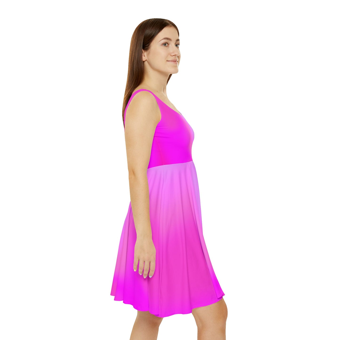 Pink Gradient Colored Skater Dress - Perfect for any Occasion, Flowy & Feminine Everyday Style - Printspirationz