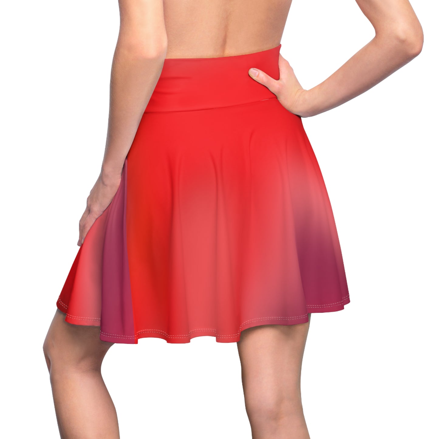 Red Gradient Colored Skater Skirt - Versatile High Waist Ombre - Perfect for Mixing and Matching Colors (AOP) - Printspirationz