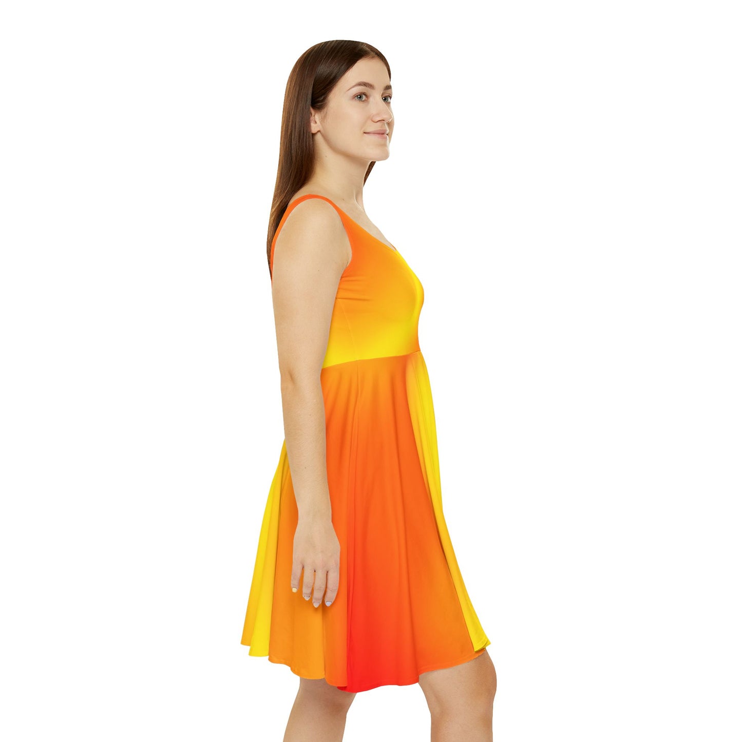 Vibrant Fire Tones Skater Dress - Red and Orange Gradient - Trendy Streetwear - Printspirationz