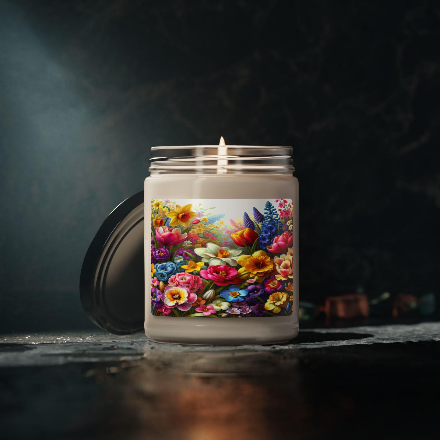 Aromatherapy Soy Candle, Floral Garden Design, Hand-Poured Scented Candle, Home Decor, Gift Idea, Natural Wax Candle - Printspirationz