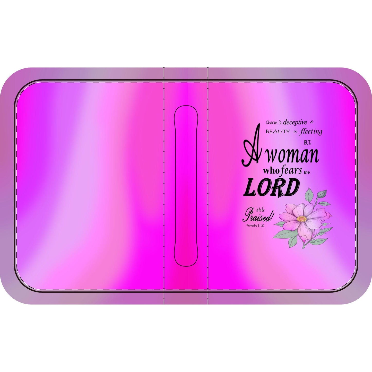 Pink Floral Bible Cover with Inspirational Quote, Religious Gift Women, Proverbs 31:30, Elegant Church Accessory, Faith-Based Journal Cover - Printspirationz