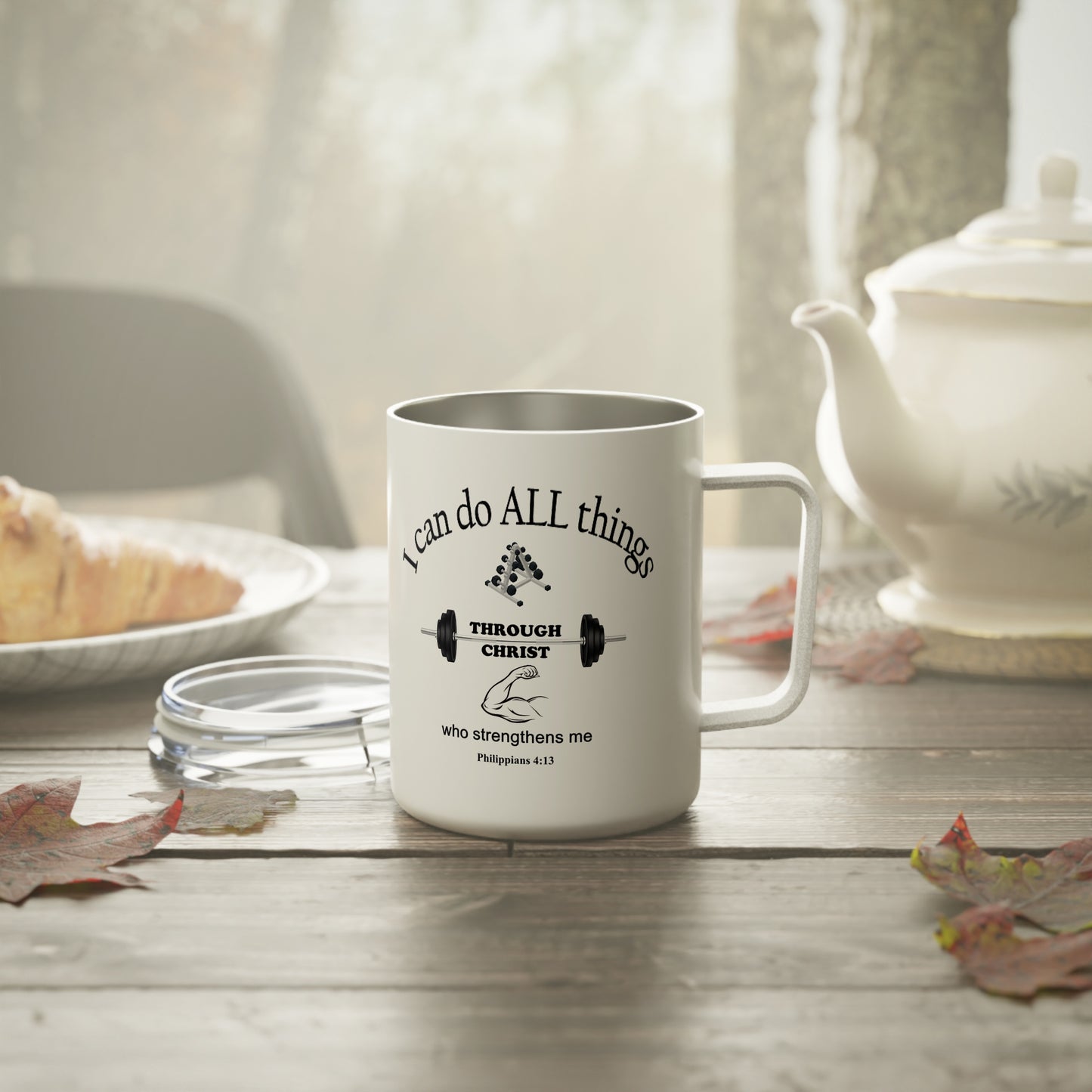 Insulated Coffee Mug, 10oz - Bible Verse Design, Christian Gift, Inspirational Quote Mug, Religious Cup, Tea Cup - Printspirationz