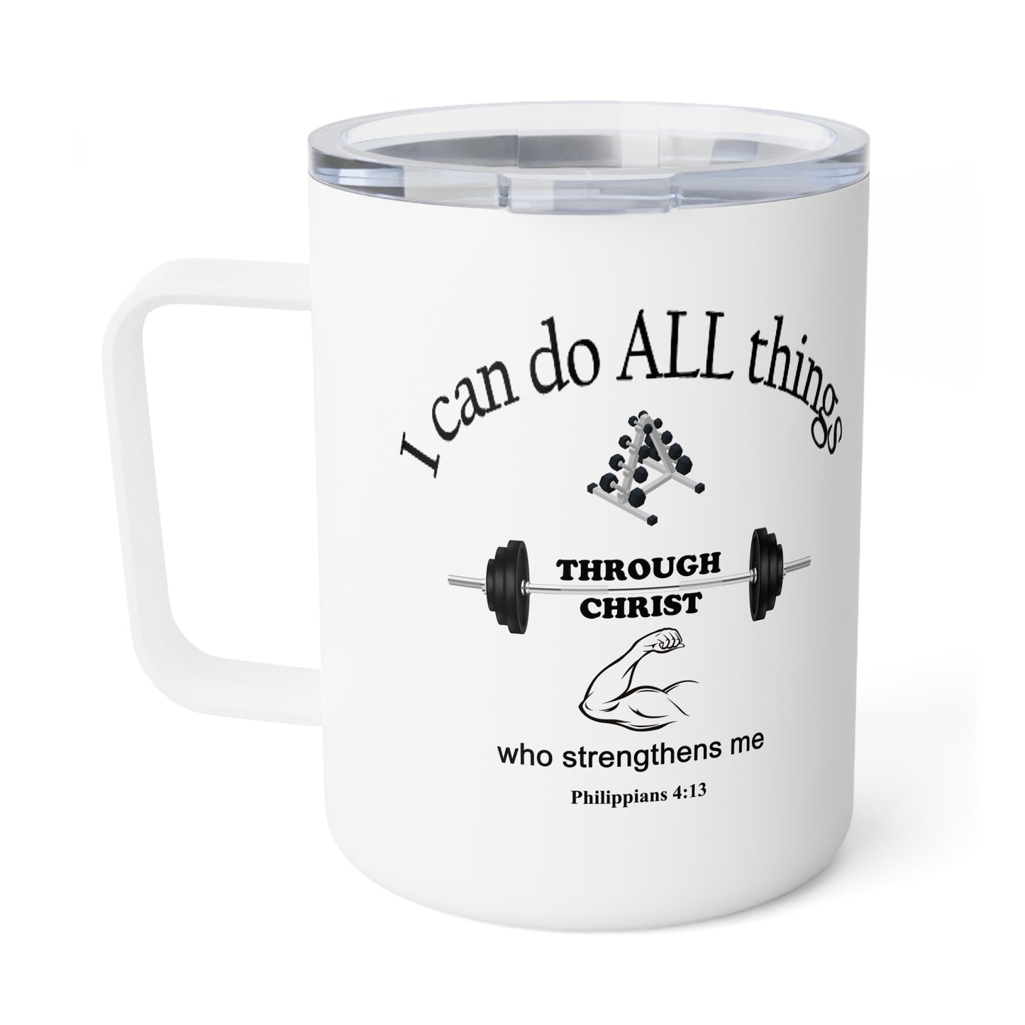 Insulated Coffee Mug, 10oz - Bible Verse Design, Christian Gift, Inspirational Quote Mug, Religious Cup, Tea Cup - Printspirationz