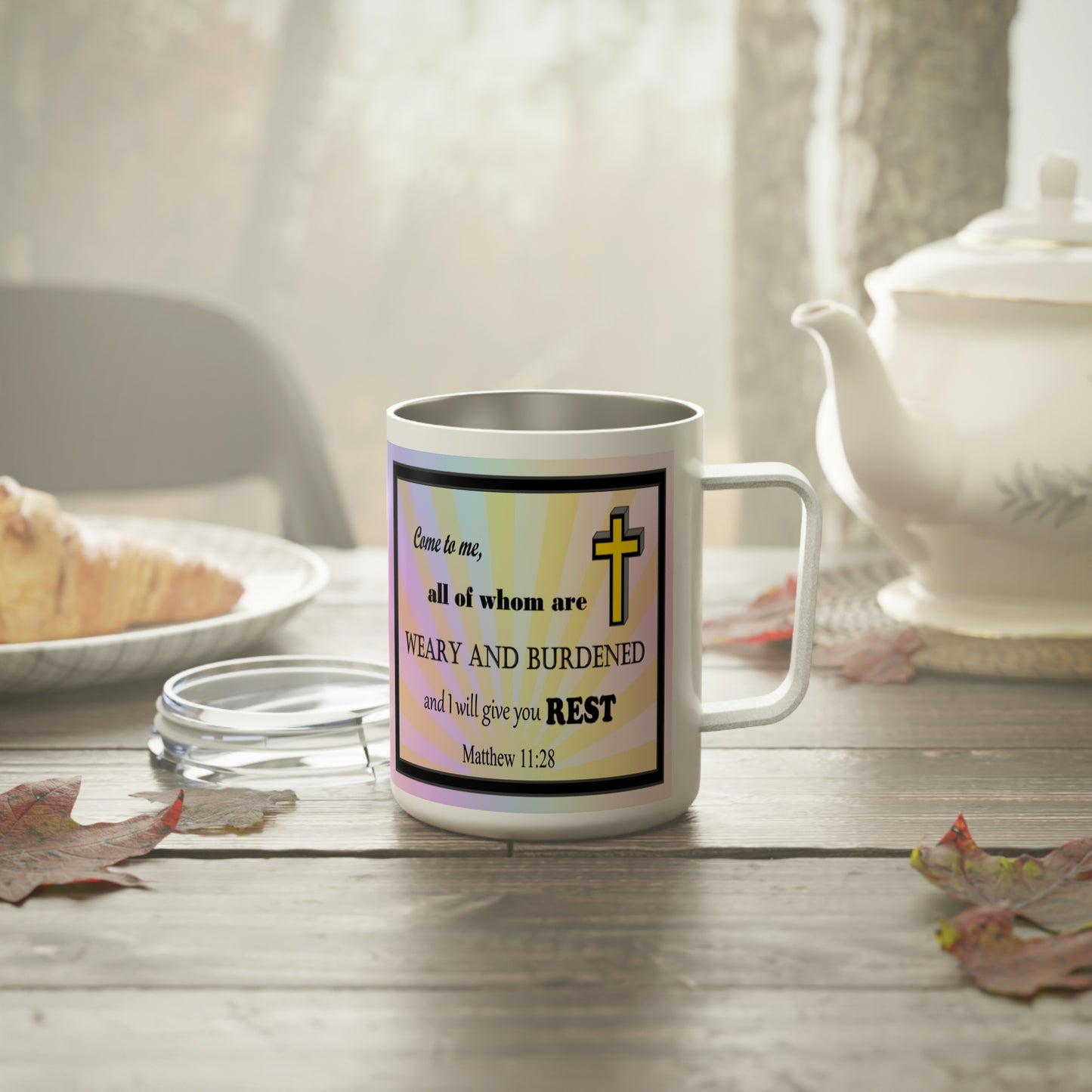 Insulated Coffee Mug, 10oz - Colorful Bible Verse Design, Christian Gift, Inspirational Quote Mug, Religious Cup, Tea Cup - Printspirationz