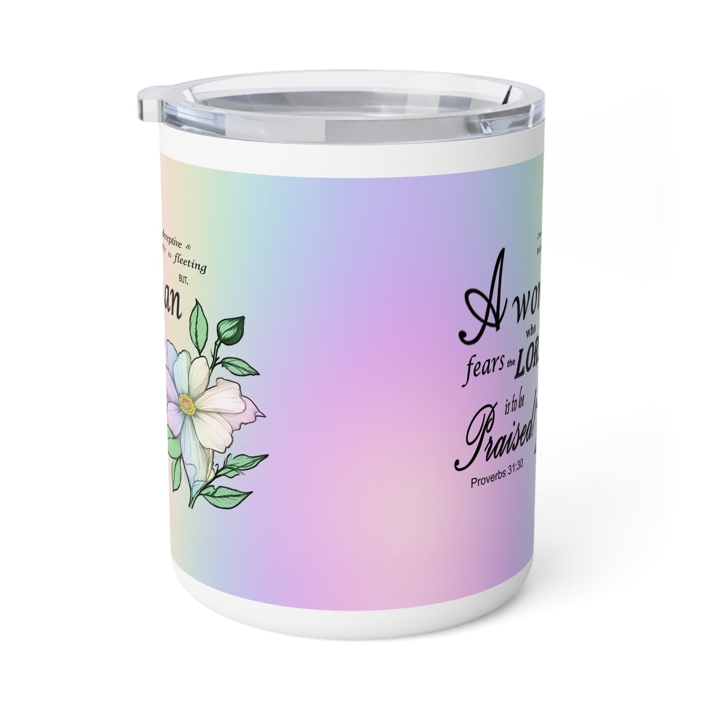 Insulated Coffee Mug, 10oz - Colorful Bible Verse Design, Christian Gift, Inspirational Quote Mug, Religious Cup, Tea Cup - Printspirationz