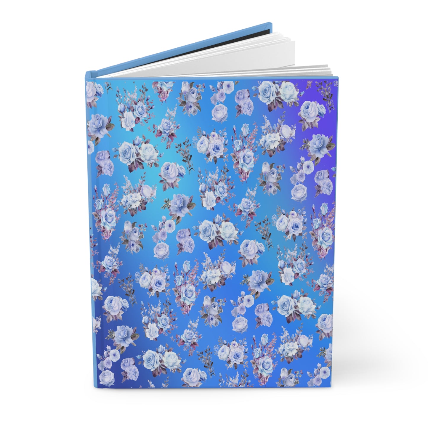 Blue Floral Hardcover Journal, Matte Finish, Lined Paper Notebook, Bullet Journal, Writing Diary, Gift for Writers, Garden Theme Notebook - Printspirationz