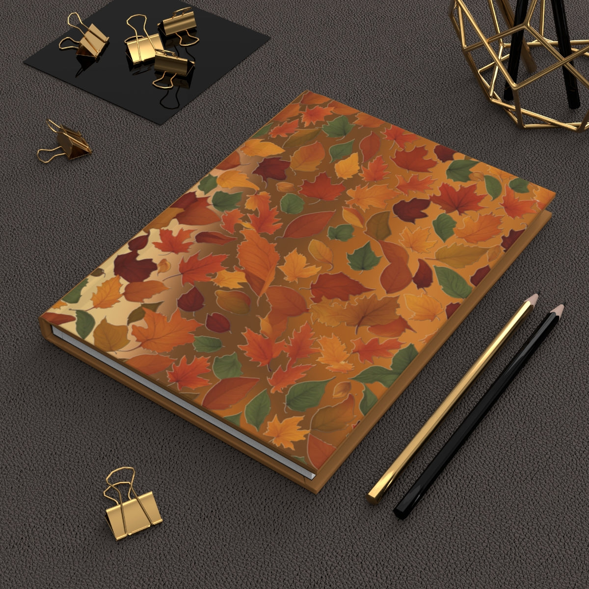 Fall Leaves Hardcover Journal Matte, Autumn Notebook, Colorful Foliage Diary, Nature Planner, Writing Sketchbook - Printspirationz