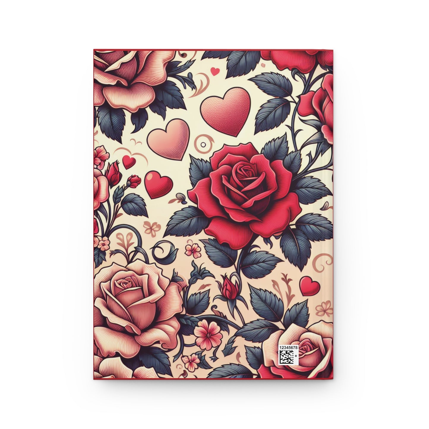 Hardcover Journal Matte, Hearts and Roses Design, Notebook, Diary, Sketchbook, Gift for Writers, Bullet Journal, Valentine's Day - Printspirationz