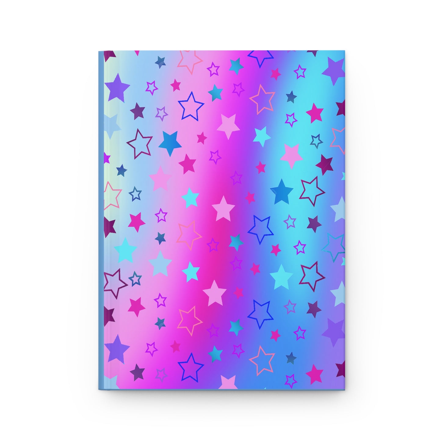 Hardcover Matte Journal with Pink, Blue & Purple Stars on Gradient Background – 150 Lined Pages - Printspirationz