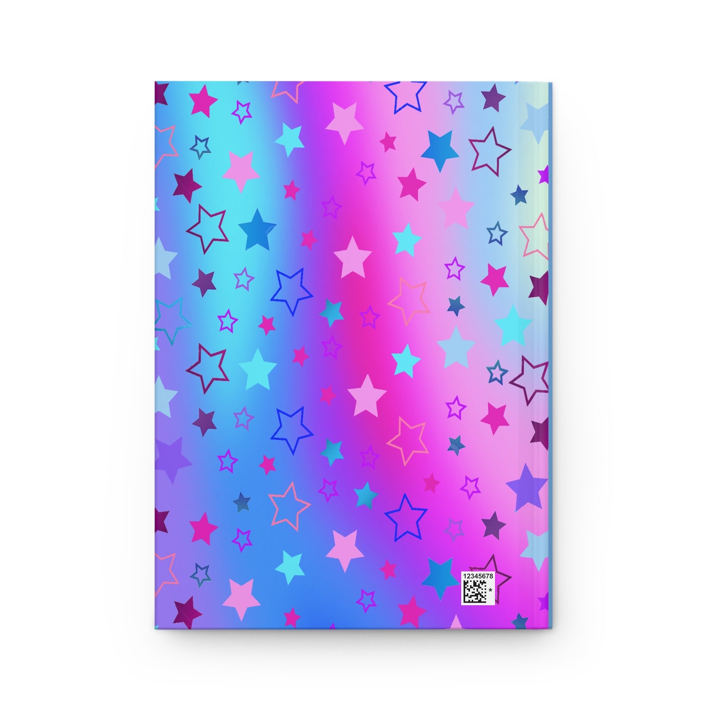 Hardcover Matte Journal with Pink, Blue & Purple Stars on Gradient Background – 150 Lined Pages - Printspirationz