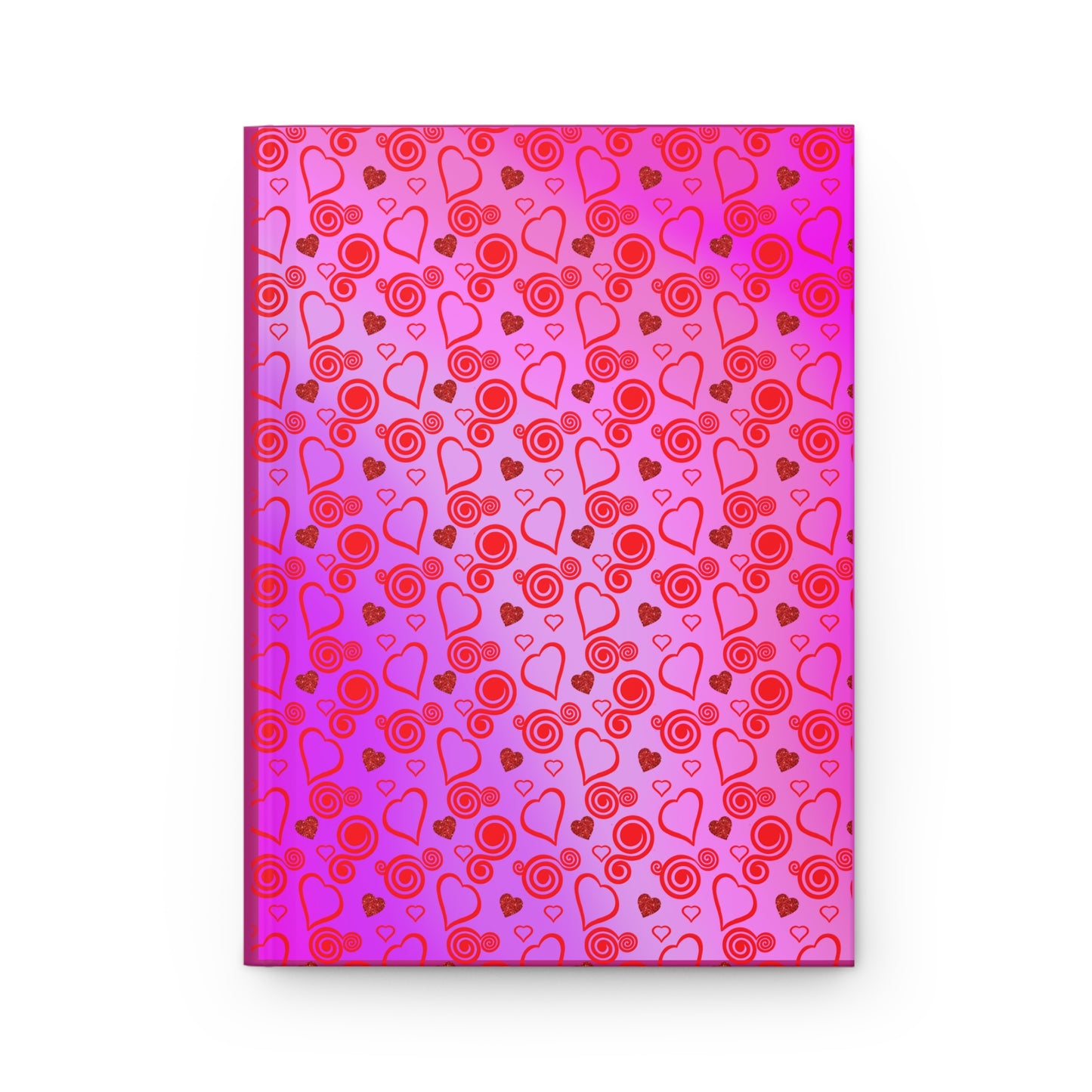 Journal, Hearts and Swirls on Gradient Pink Background, College Ruled Notebook, Writing Journal, Bullet Journal, Diary, Sketchbook - Printspirationz