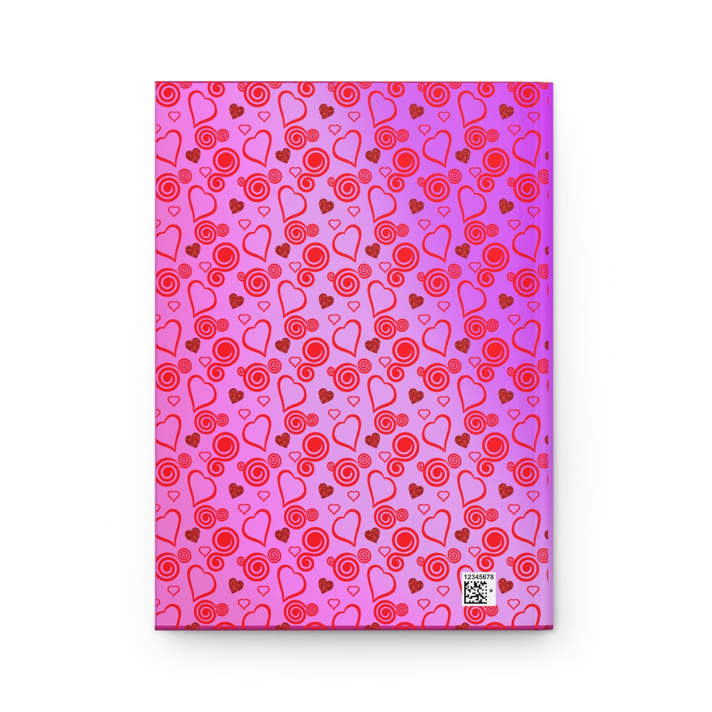 Journal, Hearts and Swirls on Gradient Pink Background, College Ruled Notebook, Writing Journal, Bullet Journal, Diary, Sketchbook - Printspirationz
